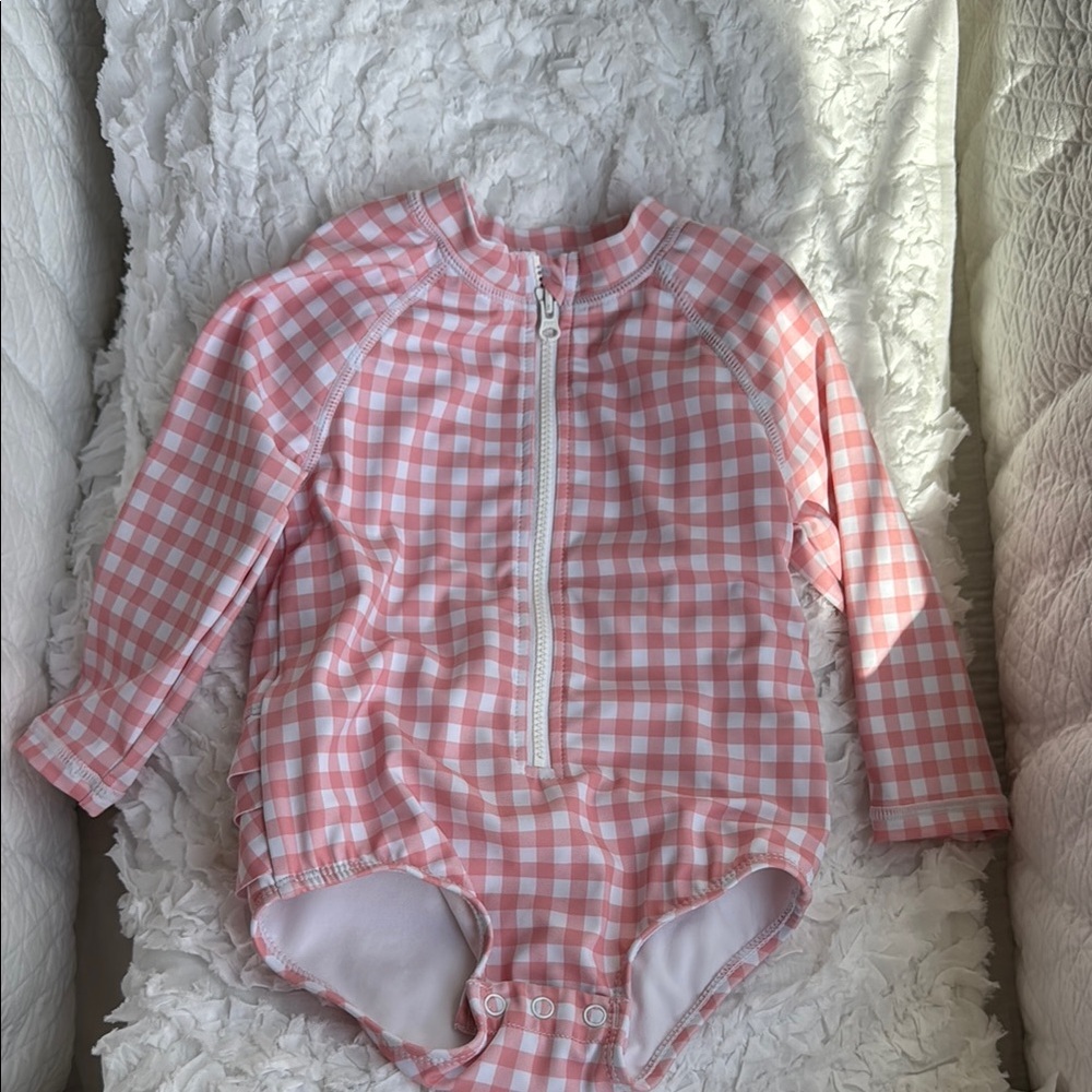 Pink Gingham Baby Swimsuit